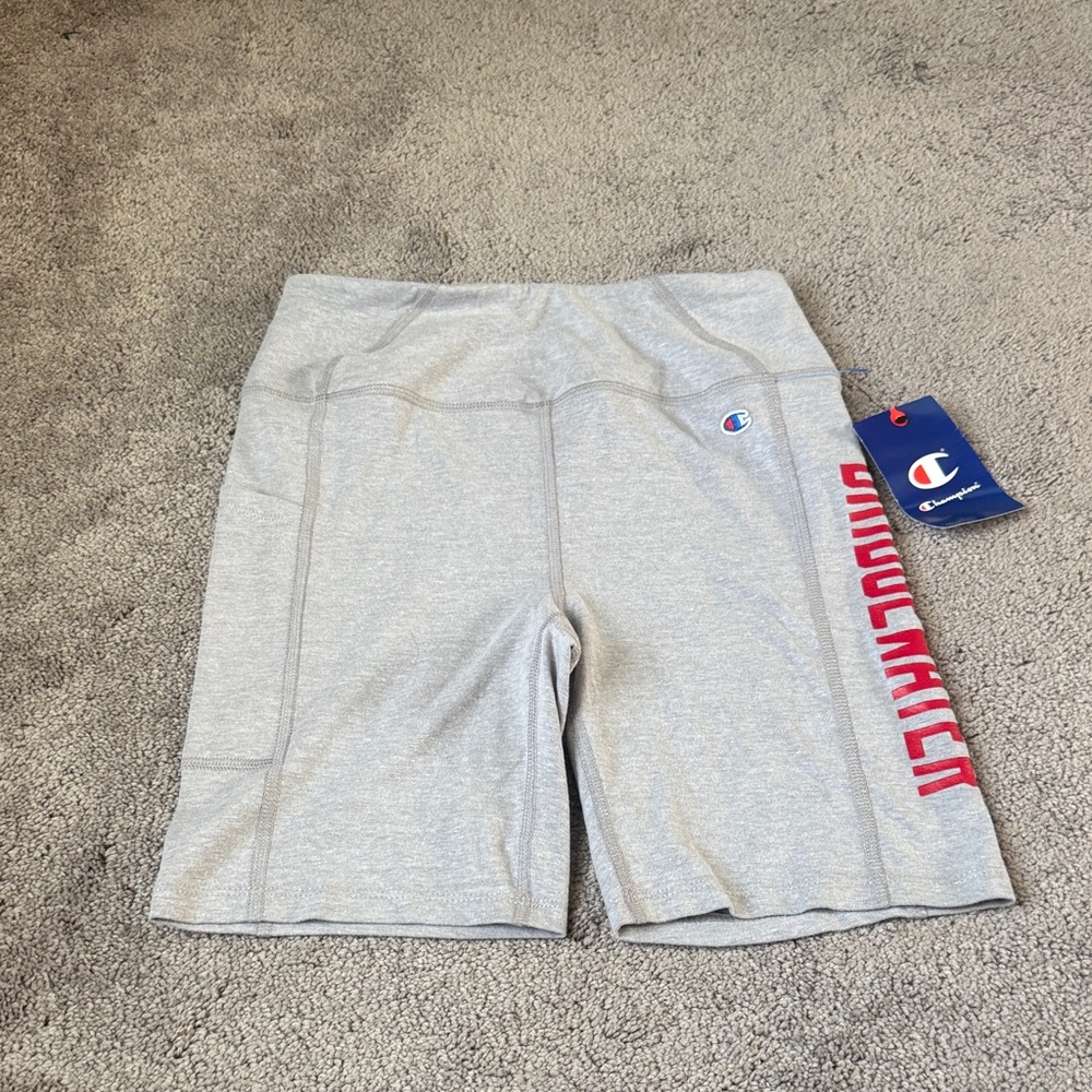 Champion Bridgewater College Gray Biker Shorts SIZE S Athletic Compression Logo